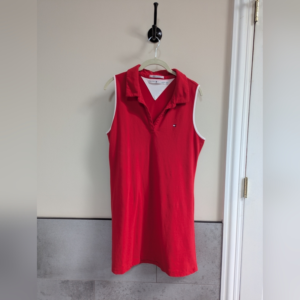 Tommy Hilfiger Ladies Red Sleeveless Polo Dress